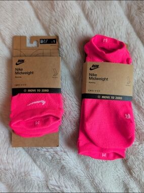 Nike Mid Weight No Show Running Socks Hot Pink New, 2 Pair